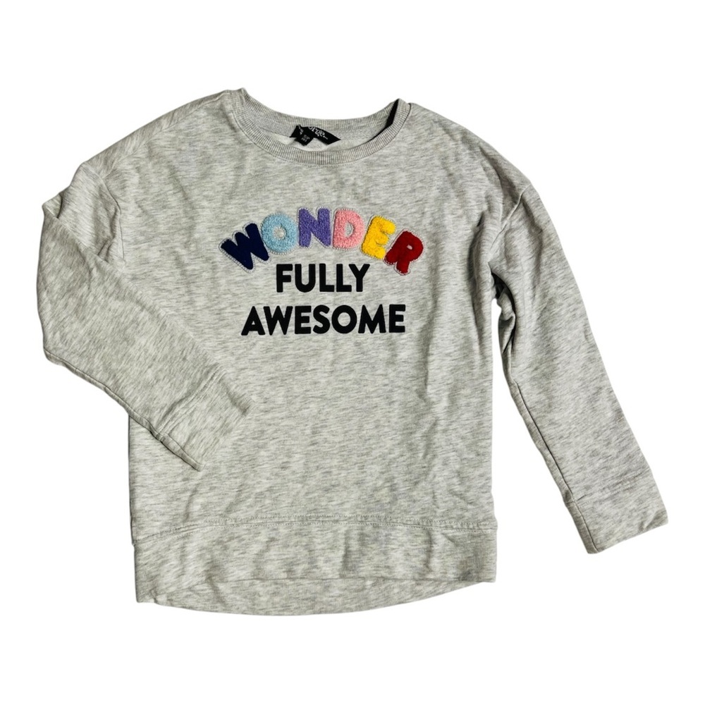 George Kids Gray Sweatshirt with Colorful‎ 'Wonder Fully Awesome' Design